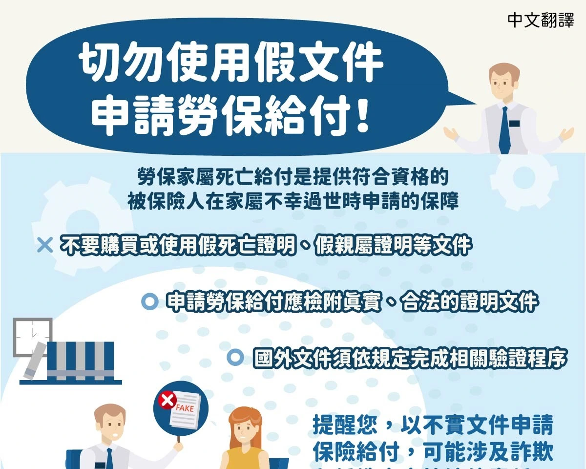 1150914 切勿使用假文件申請勞保給付！