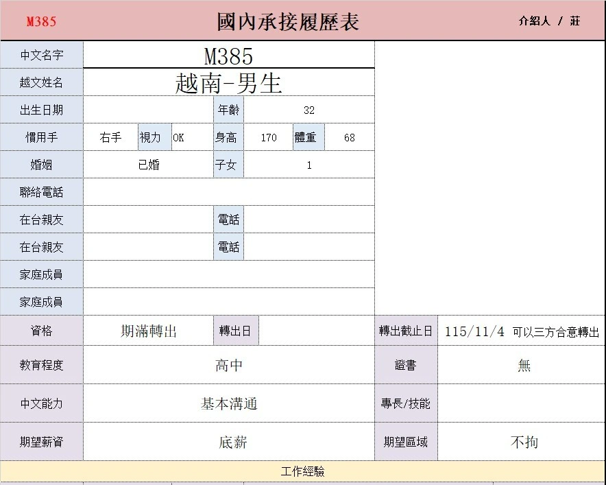 【越南-男生】木工：廚房家具