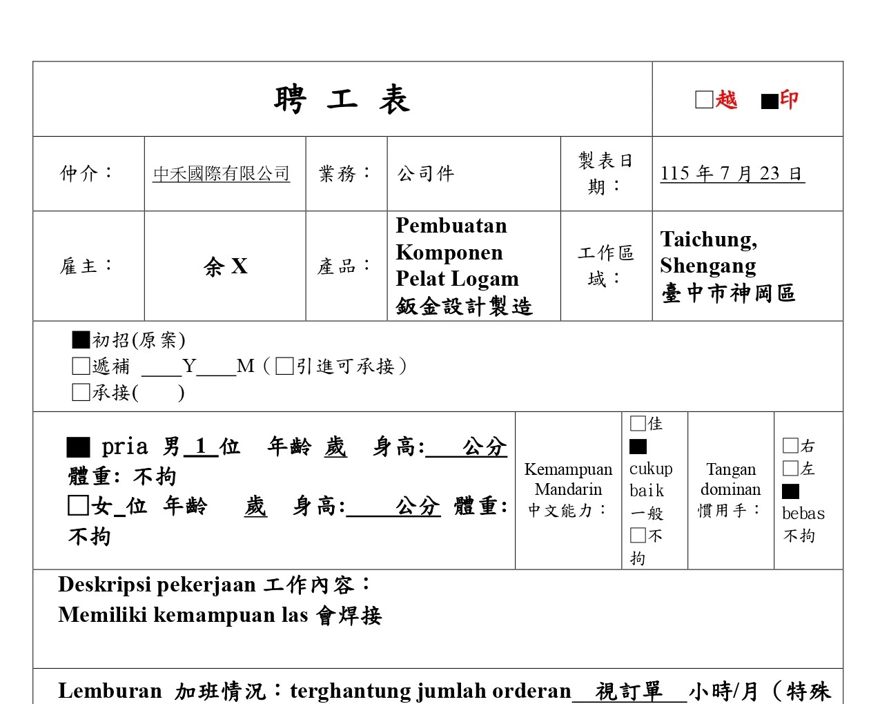 【Taichung, Shengang 神岡】Pembuatan Komponen Pelat Logam 鈑金設計製造