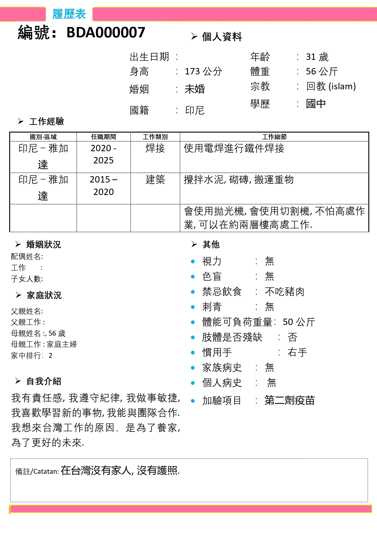 【印尼-國外-男生】焊接/建築
