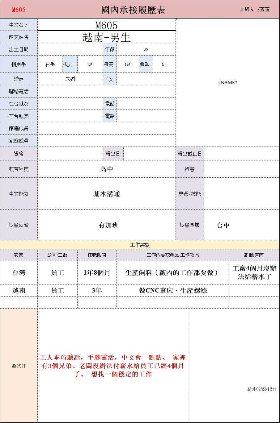 【越南-男生】M605生產飼料